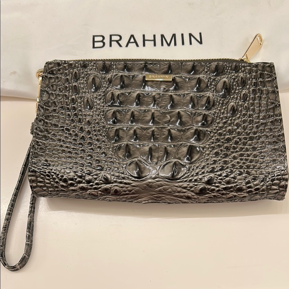 Brahmin Olive Colored  Crocodile Embossed Clutch